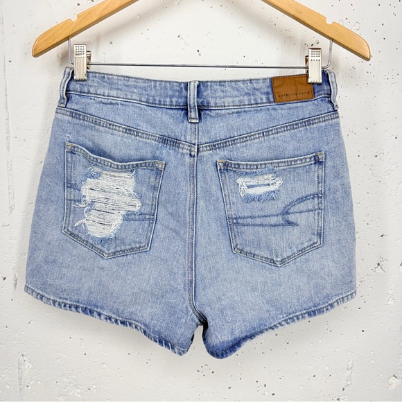 Lot of 3 American Eagle Size 4 Mom High Rise Distressed Black Blue Jean Shorts - Picture 3 of 16